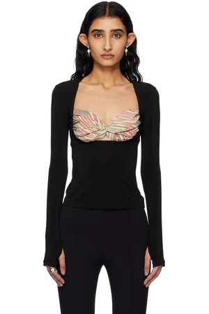 Marine Serre Black Regenerated Silk Scarves Draped Top