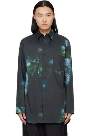 Y-3 Black & Blue Allover Print Shirt