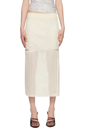 Helmut Lang Off-White Tiered Midi Skirt