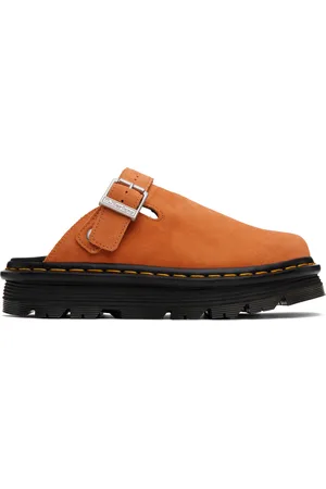 Dr. Martens Orange Zebzag Suede Casual Slingback Platform Slip-On Loafers