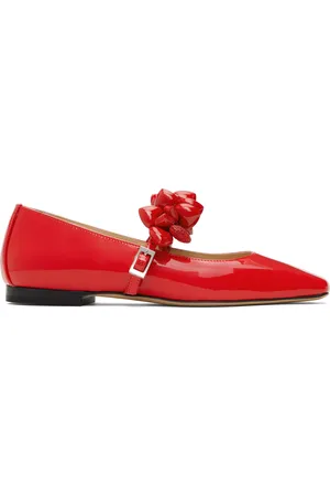 Mach & Mach Puffy Heart Patent Leather Square Toe Ballerina Flats