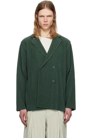 Issey Miyake Green Tailored Pleats 1 Blazer