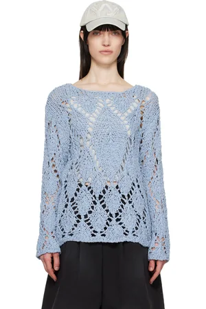 OPEN YY Cotton Argyle Pointelle Pullover Sweater