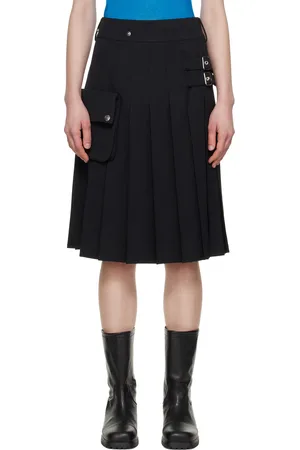 OPEN YY Pleated Cargo Pocket Kilt Midi Skirt