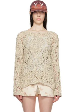 OPEN YY Cotton Argyle Pointelle Pullover Sweater