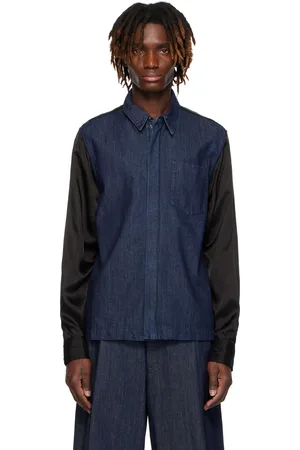 DRIES VAN NOTEN Blue & Black Zip Denim Shirt