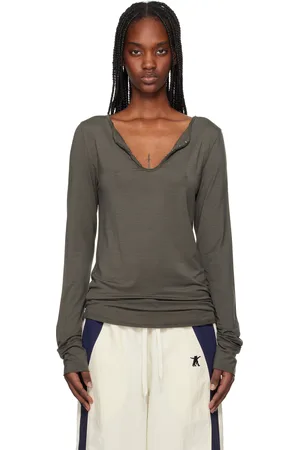 OPEN YY Gray Hook Long Sleeve Henley