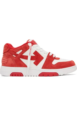 OFF-WHITE Red & White Out Of Office Suede Sneakers