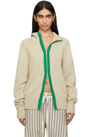 Edward Cuming Beige & Green Chakra Knit Track Jacket