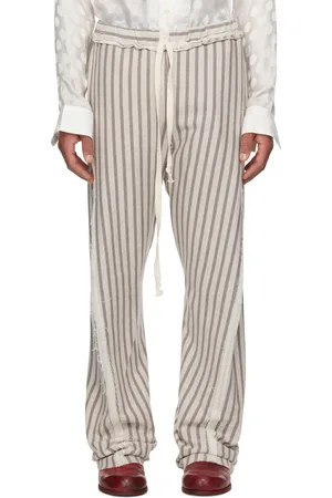 Edward Cuming Gray Stripe Twisted Sweatpants