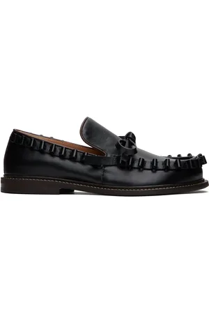 J.W.Anderson Black Ruffle Leather Slip-on Loafers