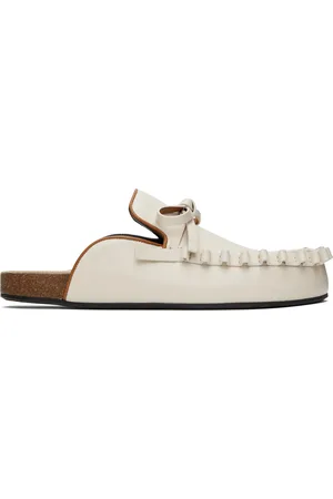 J.W.Anderson Off-White Ruffle Loafer Leather Mules