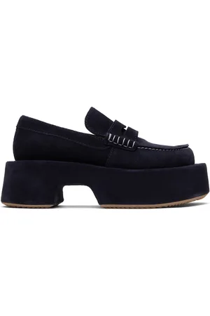 J.W.Anderson Navy Suede Platform Slip-on Loafers