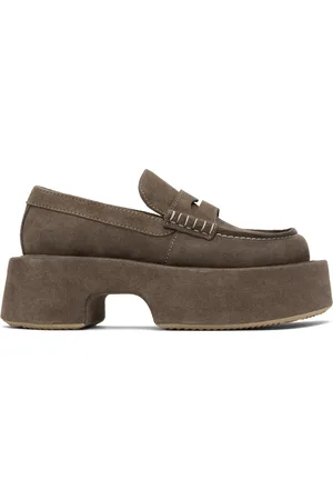 J.W.Anderson Taupe Suede Platform Slip-on Loafers