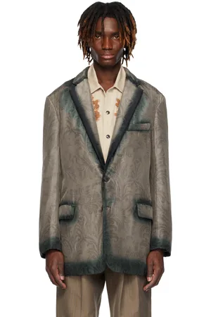 DRIES VAN NOTEN Taupe Sateen Blazer