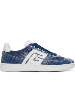 Balmain Blue Denim Swan Sneakers