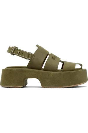 J.W.Anderson Green Suede Platform Fisherman Sandals