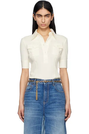 Chloé Off-White Short-Sleeve Utilitarian Polo