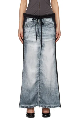 OPEN YY & Blue Front Jean Effect Jersey Maxi Skirt