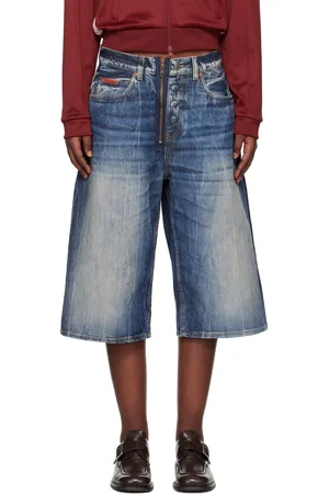 MARTINE ROSE Blue Zip Denim Shorts