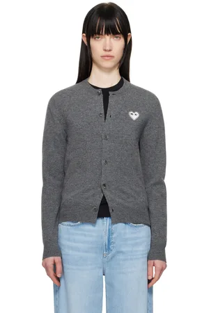 Comme des Garçons PLAY Gray White Heart Cardigan