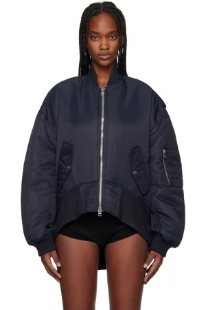 J.W.Anderson Navy Curved Hem Oversized Bomber Jacket