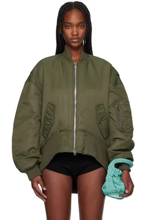 J.W.Anderson Green Curved Hem Oversized Bomber Jacket