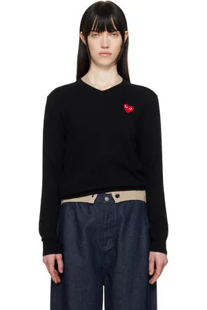Comme des Garçons PLAY Black Red Heart V-Neck Sweater