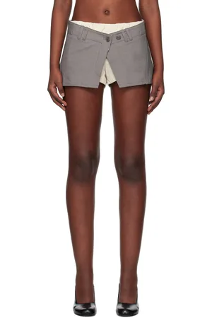OPEN YY Gray Layered Boxer Shorts Miniskirt
