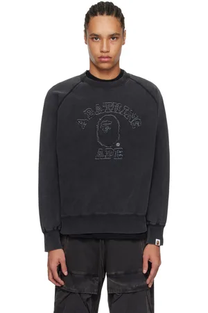 BAPE Washed Effect College Patch Relaxed Fit Sweatshirt