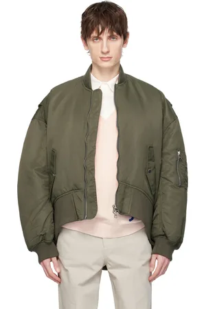 J.W.Anderson Green Curved Hem Oversized Bomber Jacket
