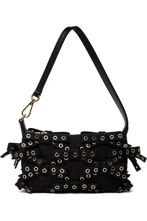 Ganni Black Denim Small Butterfly Pouch Bow Bag