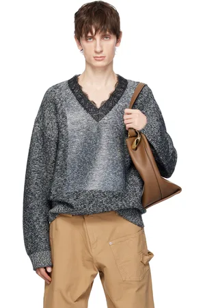 J.W.Anderson Black V-Neck Lace Trim Sweater