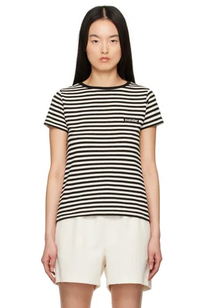 Moncler Off-White & Black Striped T-shirt