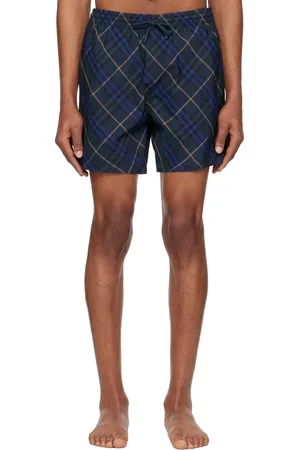 Burberry Navy Check Swim Shorts
