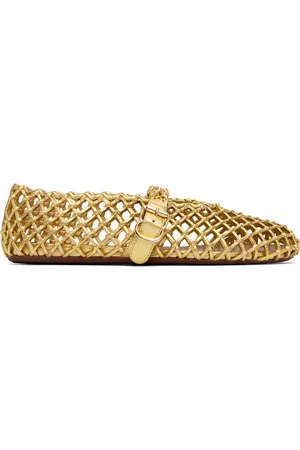 Alaïa Gold Braided Goatskin Ballerina Flats