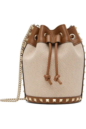 VALENTINO GARAVANI Brown Mini Drawstring Rockstud Bag