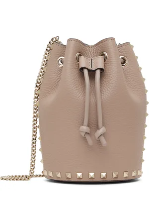 VALENTINO GARAVANI Taupe Mini Drawstring Rockstud Bag