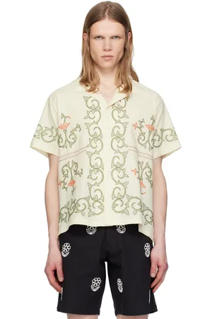 HARAGO Off-White Embroidered Flower Shirt
