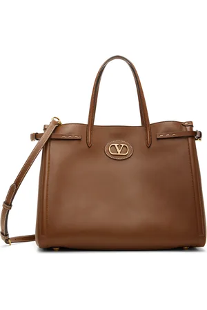 VALENTINO GARAVANI Brown Antibes Medium Calfskin Shopping Tote
