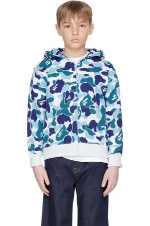 BAPE Kids Blue ABC Camo Shark Zip Hoodie