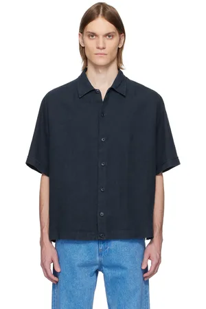 HUGO BOSS Navy Linen Shirt