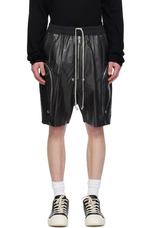 Rick Owens Black Hollywood Bauhaus Bela Leather Shorts