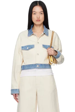 Moschino Beige & Blue Textured Cotton Hemp Jacket