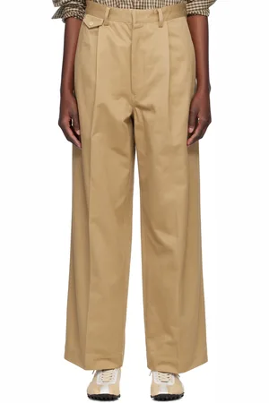 Auralee Tan Washed Finx Chino One-Tuck Trousers