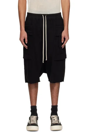 Rick Owens Black Hollywood Creatch Drawstring Cargo Shorts
