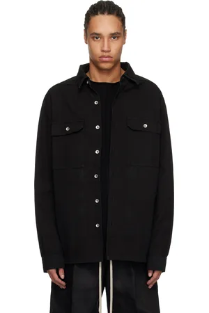 Rick Owens Black Hollywood Organic Cotton Overshirt