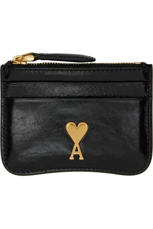 Ami Black Leather Paris Paris Zipped Card Holder