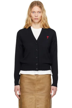 Ami Navy Wool Ami de Coeur Cardigan