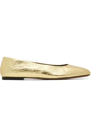 The Row Gold Square Ballerina Flats